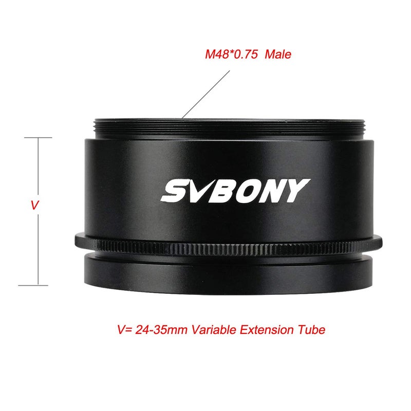 SVBONY SV109 Extension Tube 24-35mm Variable Lock Tube with M48 Thread Applied to Astronomical Telescopes or Spotting Scope for Canon or Nikon SLR Camera Astrophotography - Image 2